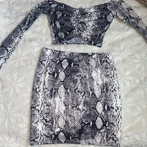 Two Piece Snake Skin Skirt Set